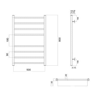 Полотенцесушитель водяной Domoterm Квадро П10 500x1000 золото